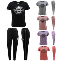Women's 2pc Summer T-Shirt Track Pants Set Outfit Casual Loungewear - BROOKLYN