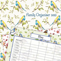 Birdsong Family Organiser - 2022 Square Wall Calendar 16 month by Gifted Stationery