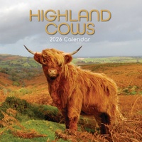 Highland Cows - 2026 Gifted Stationery Wall Calendar Monthly Planner Cattle