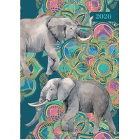 Elephant Elegance - 2026 Gifted Stationery A5 Padded Diary Planner Wildlife