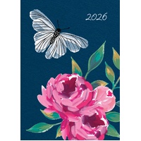 Flutter - 2026 Gifted Stationery A5 Padded Diary Planner Butterfly & Peonies