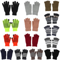 FIL Men's Women's Unisex Gloves Fingerless Winter Thermal Warm Knitted Sherpa Plain Patterned