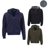Men's Sherpa Lined Hoodie Jacket Zip Front Fleece Warm Winter Hooded Jumper