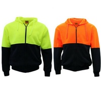 Hi-Vis Hooded Safety Workwear Fleece-lined Fleecy Full Zip Jumper Hoodie Jacket