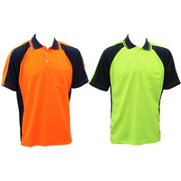 Hi-Vis Safety Polo Workwear Short Sleeve Shirt Top w/ Chest Pocket Two tone