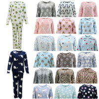Women's Supersoft Pyjama Plush Loungewear Fleece Sleepwear Pajamas Set Winter PJ