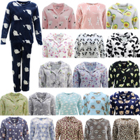 Women's Supersoft Pyjama Plush Loungewear Fleece Sleepwear Pajamas Set Winter PJ