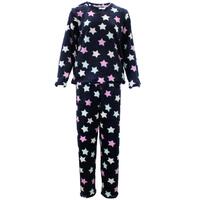 Women's Supersoft Pyjama Plush Loungewear Fleece Sleepwear Pajamas Set Winter PJ [Size: 8] [Design: Navy w Stars (Pullover)]
