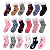 3 Pairs Kids' Thick Fleece Non-Slip Home Bed Socks Warm Fur Lounge Slippers