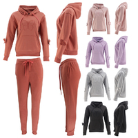 FIL Women's Embroidered Fleece Tracksuit 2pc Set Hoodie Track Pants - Butterfly