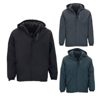 FIL Mens Padded Winter Jacket Warm Coat Removable Hood Zip Pockets Outdoor