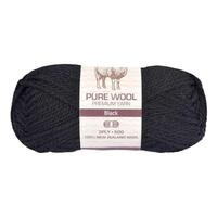 [#963 Black - Wool (50g)] 100g Knitting Yarn 3 Ply Super Soft Acrylic Knitting Wool Solid Multi Colours