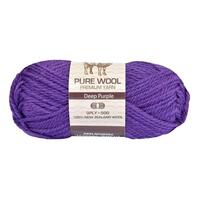 [#980 Deep Purple - Wool (50g)] 100g Knitting Yarn 3 Ply Super Soft Acrylic Knitting Wool Solid Multi Colours