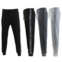 FIL Mens Fleece Track Pants Casual Tracksuit Zipped Pockets Stripped LOS ANGELES