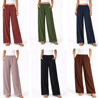 Bella Vie Women's Wide Leg Pants Elastic Waist Linen Blend Casual Trousers