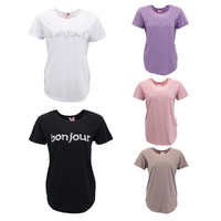 FIL Women's Casual Summer T-Shirt Tee Short Sleeve Crew Neck - bonjour
