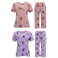 FIL Women's Summer Short Sleeve Tee 3/4 Pants Pyjama Set Sleepwear Loungewear