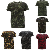 FIL Men's Camo Crew Neck T-shirt Tee Camouflage Print Army Military Top
