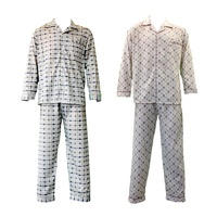 NEW Men's Cotton Light Weight Pajamas Pyjamas PJs Set Two Piece Long Sleeve