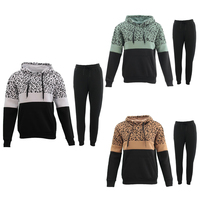 FIL Women's Tracksuit 2pc Set Hoodie Track Pants Loungewear Leopard Print