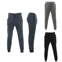 Men's Unisex Fleece Lined Jogger Track Pants Casual Gym Zipped Pockets Slim Cuff Trousers
