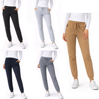 Women's Track Pants Soft Fleece Slim Cuff w Zipped Pockets Ladies Trackies Basic