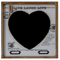 Home Wedding Café Wall Décor Blackboard Love Heart w Pegs - Live Love Laugh