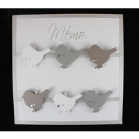 French Provincial Home Office Wall Decor Memo Board Birds Wooden Clothes Pin 