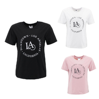 FIL Women's Casual Summer T-Shirt Tee Short Sleeve Crew Neck - LA
