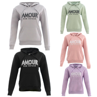 FIL Women's Fleece Hoodie Sweater Pullover Jumper Embroidered - AMOUR