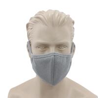 [Light Grey] - FIL Reusable Cloth Cotton Face Mask 3 Layers Fitted Fabric Washable Adult Unisex S11