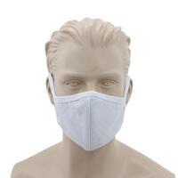 [White] - FIL Reusable Cloth Cotton Face Mask 3 Layers Fitted Fabric Washable Adult Unisex S11