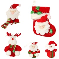 5x Plush Christmas Xmas Tree Decoration Hanging Ornament - Santa & Reindeer