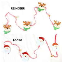Santa Reindeer w/ Bell Christmas Xmas Tree Hanger Ornament Decor 145 cm long
