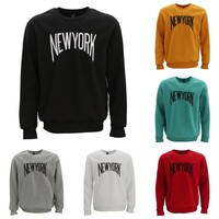 Men's Unisex Fleece Crew Neck Sweater Jumper Pullover Embroidered - New York