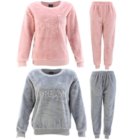 FIL Women's Plush 2pc Set Loungewear Soft Fleece Sleepwear Pajamas PJs - Dream