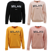 Women's Crew Neck Fleece Sweater with Pocket Milan
