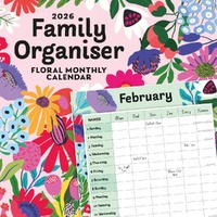 Family Organiser - Floral - 2026 Red Robin Square Wall Calendar Monthly Planner