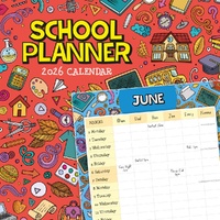 School Planner - 2026 Red Robin Square Wall Calendar Monthly Planner
