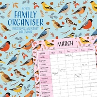 Family Organiser - Birdsong- 2026 Red Robin Square Wall Calendar Monthly Planner