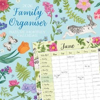 Family Organiser - Nature - 2026 Red Robin Square Wall Calendar Monthly Planner