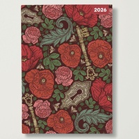 English Backyard - 2026 Red Robin A5 Padded Diary Planner Garden Illustration