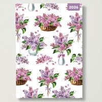 Lilac Flowers - 2026 Red Robin A5 Padded Diary Planner Illustrated Floral Theme