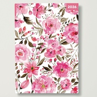 Romantic Flowers - 2026 Red Robin A5 Padded Diary Planner Delicate Floral Art