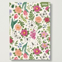 Little Garden - 2026 Red Robin A5 Padded Diary Planner Floral Nature Sketches