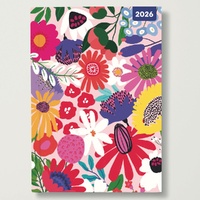 Modern Floral - 2026 Red Robin A5 Padded Diary Planner Contemporary Flower Art