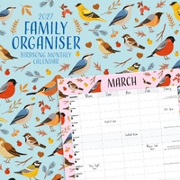 Family Organiser - Birdsong - 2027 Red Robin Square Wall Calendar Planner