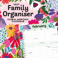 Family Organiser - Floral - 2027 Red Robin Square Wall Calendar Planner