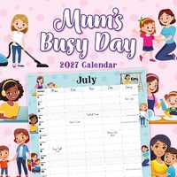 Mum's Busy Day - 2027 Red Robin Square Wall Calendar Monthly Planner