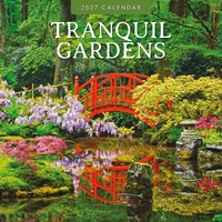 Tranquil Gardens - 2027 Red Robin Square Wall Calendar Monthly Planner